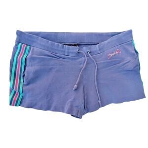 Le Tigre Vintage Style Sweat Shorts Womens Medium Blue Striped Casual Retro